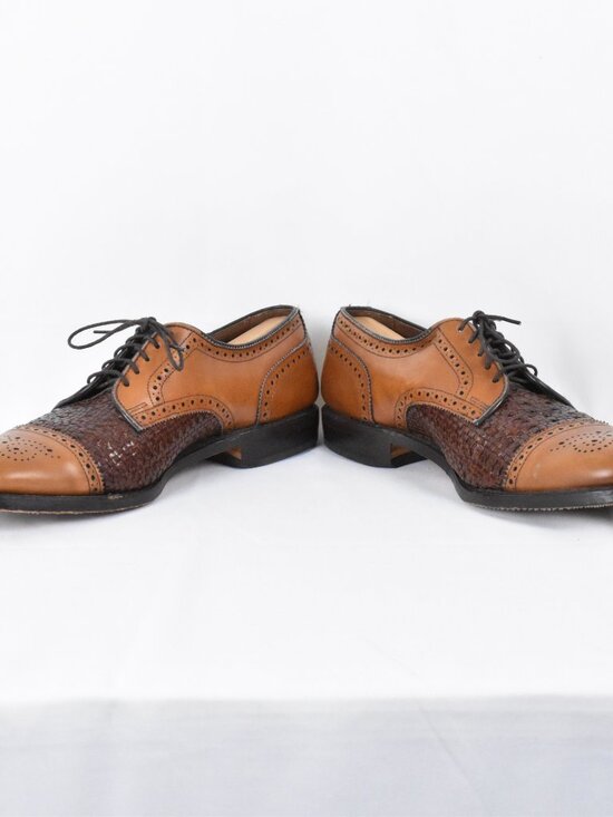 Allen Edmond\'s Sanford Two Tone Brogue Cap Toe Leather Derby Weave Inlay Sz 9.5 main image 6